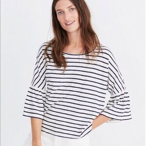 Madewell- Striped Flare bell sleeve blouse size XS